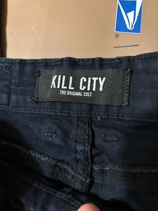Kill City Women's Black Super Skinny Junkie Jeans Size 27 Front Zip Ankle Grunge - Picture 2 of 13